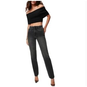 GOOD AMERICAN | Good 90s Icon Straight Jean Gray / Washed Black 258  Size 2 / 26